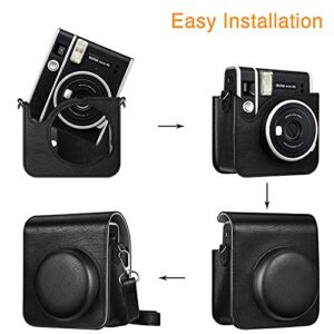 Fintie Protective Case for Fujifilm Instax Mini 40 Instant Camera - Premium Vegan Leather Bag Cover with Removable Adjustable Strap, Vintage Black