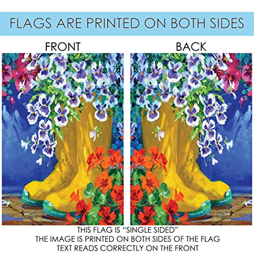 Toland Home Garden 119994 Boots And Blossoms Flower Flag 12x18 Inch Double Sided Flower Garden Flag for Outdoor House Boots Flag Yard Decoration