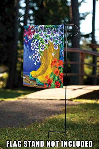 Toland Home Garden 119994 Boots And Blossoms Flower Flag 12x18 Inch Double Sided Flower Garden Flag for Outdoor House Boots Flag Yard Decoration