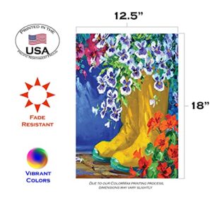 Toland Home Garden 119994 Boots And Blossoms Flower Flag 12x18 Inch Double Sided Flower Garden Flag for Outdoor House Boots Flag Yard Decoration