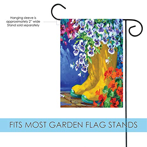 Toland Home Garden 119994 Boots And Blossoms Flower Flag 12x18 Inch Double Sided Flower Garden Flag for Outdoor House Boots Flag Yard Decoration