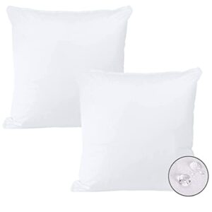 sherwood 2 pack waterproof pillow protectors outdoor throw pillowcase encasement with zipper soft quality white pillow cover for living room patio furniture garden, euro size 26 x 26 inches