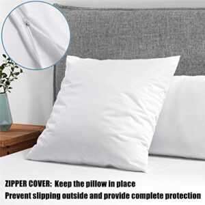 SHERWOOD 2 Pack Waterproof Pillow Protectors Outdoor Throw Pillowcase Encasement with Zipper Soft Quality White Pillow Cover for Living Room Patio Furniture Garden, Euro Size 26 x 26 Inches
