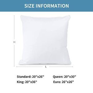 SHERWOOD 2 Pack Waterproof Pillow Protectors Outdoor Throw Pillowcase Encasement with Zipper Soft Quality White Pillow Cover for Living Room Patio Furniture Garden, Euro Size 26 x 26 Inches