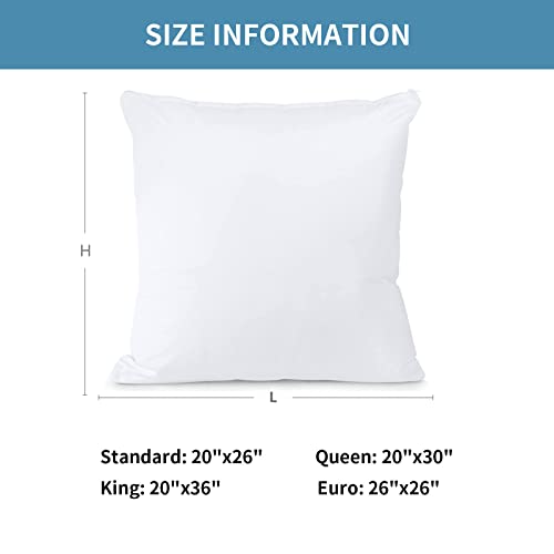 SHERWOOD 2 Pack Waterproof Pillow Protectors Outdoor Throw Pillowcase Encasement with Zipper Soft Quality White Pillow Cover for Living Room Patio Furniture Garden, Euro Size 26 x 26 Inches