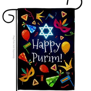 Ornament Collection Happy Purim Garden Flag Celebration House Decoration Banner Small Yard Gift Double-Sided, Made in USA