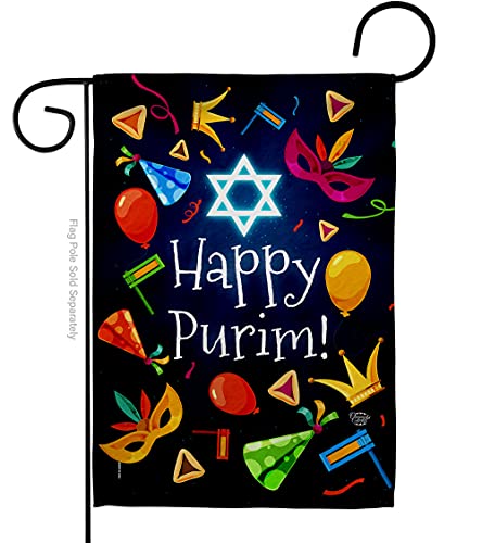 Ornament Collection Happy Purim Garden Flag Celebration House Decoration Banner Small Yard Gift Double-Sided, Made in USA