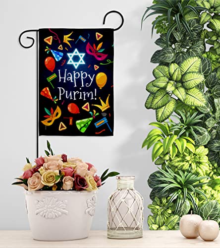 Ornament Collection Happy Purim Garden Flag Celebration House Decoration Banner Small Yard Gift Double-Sided, Made in USA