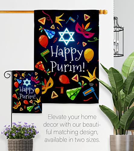 Ornament Collection Happy Purim Garden Flag Celebration House Decoration Banner Small Yard Gift Double-Sided, Made in USA