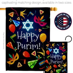 Ornament Collection Happy Purim Garden Flag Celebration House Decoration Banner Small Yard Gift Double-Sided, Made in USA