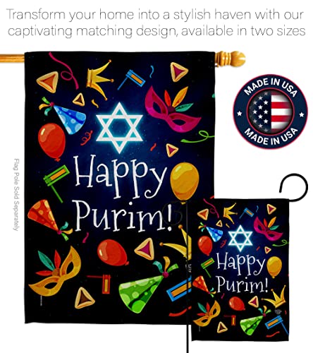 Ornament Collection Happy Purim Garden Flag Celebration House Decoration Banner Small Yard Gift Double-Sided, Made in USA