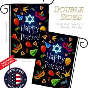 Ornament Collection Happy Purim Garden Flag Celebration House Decoration Banner Small Yard Gift Double-Sided, Made in USA