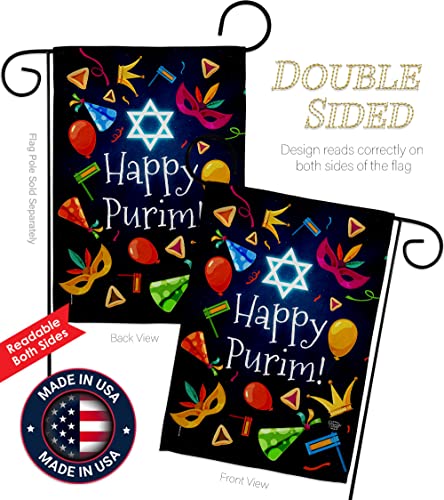 Ornament Collection Happy Purim Garden Flag Celebration House Decoration Banner Small Yard Gift Double-Sided, Made in USA