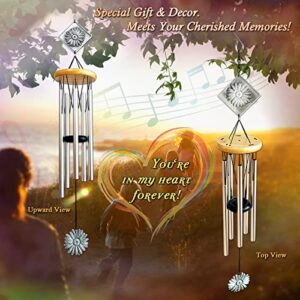 GDNIART Wind Chimes 29inch Daisy Memorial Gift for Father,Mother and People You Loved Sympathy Wind Chime Wind Bells. Metal Zinc Alloy Outdoor Decor for Garden Patio Porch Yard, Home