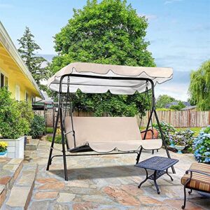 Outdoor Porch Swing Canopy Waterproof Top Cover Set, 2 & 3 Seater Garden Porch Seat Furniture Sun Shade Patio Swing Hammock Top Sunproof Cover for Garden, Poolside, Balcony (Brown)