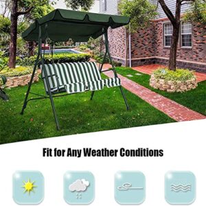 Outdoor Porch Swing Canopy Waterproof Top Cover Set, 2 & 3 Seater Garden Porch Seat Furniture Sun Shade Patio Swing Hammock Top Sunproof Cover for Garden, Poolside, Balcony (Brown)