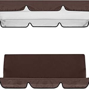 Outdoor Porch Swing Canopy Waterproof Top Cover Set, 2 & 3 Seater Garden Porch Seat Furniture Sun Shade Patio Swing Hammock Top Sunproof Cover for Garden, Poolside, Balcony (Brown)