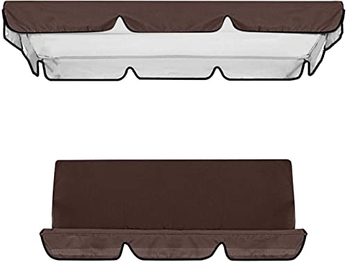 Outdoor Porch Swing Canopy Waterproof Top Cover Set, 2 & 3 Seater Garden Porch Seat Furniture Sun Shade Patio Swing Hammock Top Sunproof Cover for Garden, Poolside, Balcony (Brown)