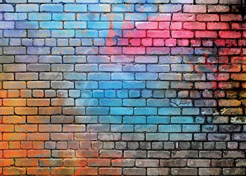 AIIKES 7x5FT Colorful Brick Wall Photo Backdrop 80's Hip Hop Disco Baby Birthday Wedding Graduation Themed Party Photography Background Fashion Decor Studio Photo Booth 11-502