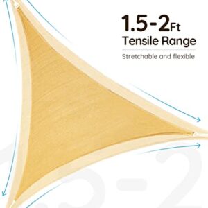 Quictent 12x12x12ft Fire-Retardant Sun Shade Sail Triangle 185G HDPE Canopy with Hardware Kit 98% UV Block for Outdoor Patio Garden (Sand)