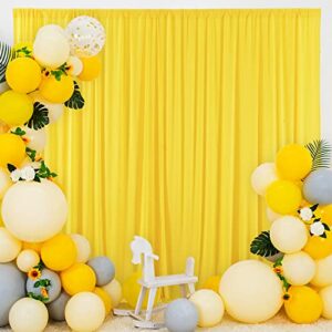 10×10 yellow backdrop curtain for parties wrinkle free lemon yellow photo curtains backdrop drapes fabric decoration for birthday party wedding baby shower 5ft x 10ft,2 panels