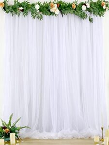 white tulle backdrop curtains for baby shower parties wedding,3 layer sheer photo drape backdrop for photography props 5 ft x 7 ft