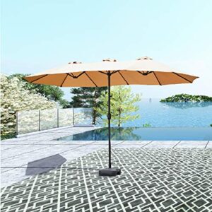 romayard double-sided outdoor umbrella,15×9 ft aluminum garden large umbrella with tilt and crank for market,camping,swimming pool (khaki top)