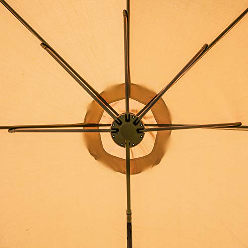 Romayard Double-Sided Outdoor Umbrella,15x9 ft Aluminum Garden Large Umbrella with Tilt and Crank for Market,Camping,Swimming Pool (Khaki Top)
