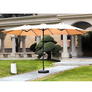 Romayard Double-Sided Outdoor Umbrella,15x9 ft Aluminum Garden Large Umbrella with Tilt and Crank for Market,Camping,Swimming Pool (Khaki Top)