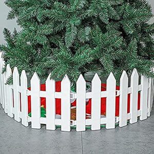 4Pcs Christmas Tree Fences White Plastic Picket Fence Wedding Party Decoration Miniature Home Garden Border Grass Lawn Edge Fence(4Pcs-Length 100CM)