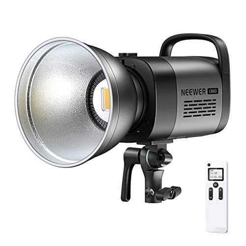 NEEWER Upgraded CB60 70W LED Video Light, Continuous Lighting with 5600K Daylight/CRI 97+/TLCI 97+/9000Lux@1m/Bowens Mount&2.4G Wireless Remote for Studio/Outdoor Photography/YouTube Videos (Gray)