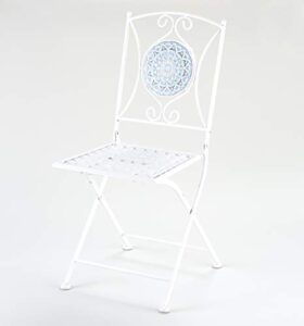 the lakeside collection metal folding patio chair with decorative tile mosaic – white