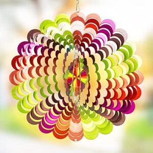 dawhud direct rainbow spiral kinetic wind spinner for yard and garden wind spinner outdoor metal large hanging rainbow decor 3d garden art wind sculpture spinners kinetic art lawn ornaments