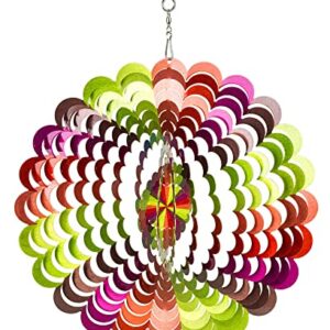 Dawhud Direct Rainbow Spiral Kinetic Wind Spinner for Yard and Garden Wind Spinner Outdoor Metal Large Hanging Rainbow Decor 3D Garden Art Wind Sculpture Spinners Kinetic Art Lawn Ornaments