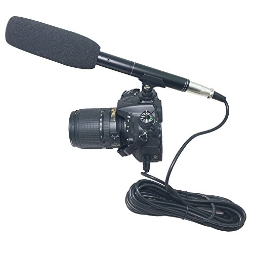 Bestshoot Condenser Interview Microphone Photography Shotgun Mic for Video Camcorders DSLR DV Camcorder 11 inches/27cm Camera Microphone with Metal Holder, Anti-Wind Foam Cap XLR Cable