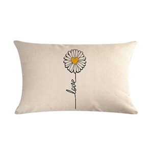 Willing Life Double Sided Yellow Lumbar Throw Pillow Covers 12x20 Decorative Daisy Floral Farmhouse Pillow Cases Outdoor Cushion Cover Set of 4 for Living Room Sofa Couch Home Garden Patio