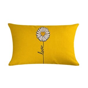 Willing Life Double Sided Yellow Lumbar Throw Pillow Covers 12x20 Decorative Daisy Floral Farmhouse Pillow Cases Outdoor Cushion Cover Set of 4 for Living Room Sofa Couch Home Garden Patio