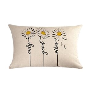 Willing Life Double Sided Yellow Lumbar Throw Pillow Covers 12x20 Decorative Daisy Floral Farmhouse Pillow Cases Outdoor Cushion Cover Set of 4 for Living Room Sofa Couch Home Garden Patio