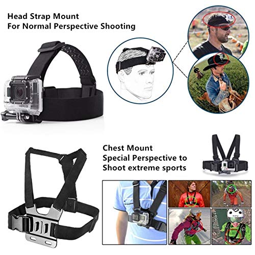 Dream Bull Chest Mount Harness Chesty Vest Head Mount Strap for Action Camera Compatible with GoPro Hero 11,10,9,8,Max,Go Pro Hero 7,6, 5,4, Session,3+,3,Hero (2018),Fusion,DJI Osmo,AKASO