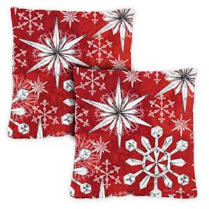 Toland Home Garden Snowflake Salutations 18 x 18 Inch Indoor, Pillow, Case (2-Pack)