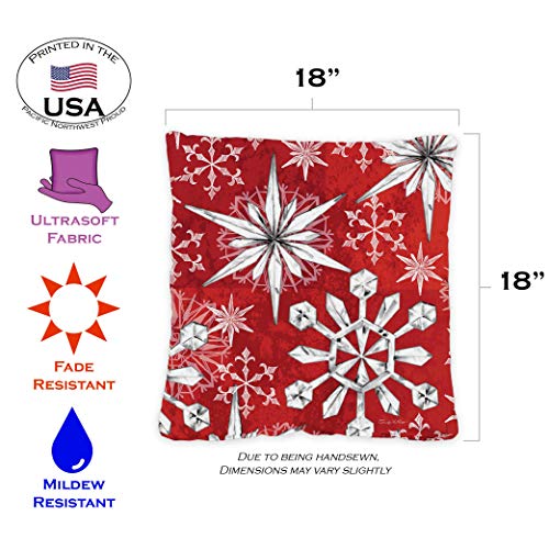 Toland Home Garden Snowflake Salutations 18 x 18 Inch Indoor, Pillow, Case (2-Pack)