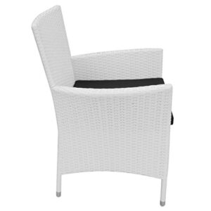 Festnight 9 Pieces Outdoor Patio Dining Set White Poly Rattan Tempered Glass Top Dining Table and 8 Chairs with Cushion Sectional Conversation Set Garden Outdoor Furniture