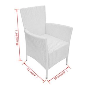 Festnight 9 Pieces Outdoor Patio Dining Set White Poly Rattan Tempered Glass Top Dining Table and 8 Chairs with Cushion Sectional Conversation Set Garden Outdoor Furniture