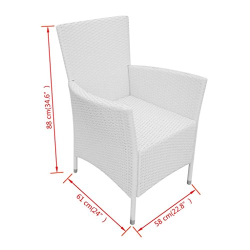 Festnight 9 Pieces Outdoor Patio Dining Set White Poly Rattan Tempered Glass Top Dining Table and 8 Chairs with Cushion Sectional Conversation Set Garden Outdoor Furniture