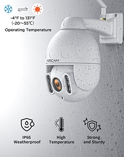 FOSCAM SD4 2k 4MP Outdoor Security Camera, 5G/2.4GHz WiFi PTZ IP Surveillance Camera with 4X Optical Zoom, Smart AI Human Detection, 2-Way Audio, 165ft Night Vision, CMOS Image Sensor, IP66