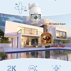 FOSCAM SD4 2k 4MP Outdoor Security Camera, 5G/2.4GHz WiFi PTZ IP Surveillance Camera with 4X Optical Zoom, Smart AI Human Detection, 2-Way Audio, 165ft Night Vision, CMOS Image Sensor, IP66