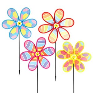 hadeeong 4pcs wind spinners for yard and garden, lawn yard decorations pinwheels colorful whirligigs windmill kids toys for outdoor decor