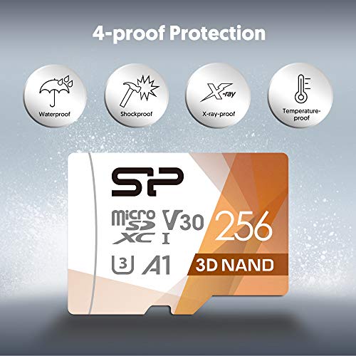 Silicon Power 256GB Micro SD Card U3 SDXC Up to 100MB/s High Speed Memory Card with Adapter for Nintendo-Switch, Cams, Steam Deck and Drones