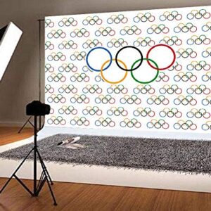 7x5ft Olympic Sport Backdrop Olympic Rings International Banner Photography Backdrops Countries for Classroom Garden Grand Opening Sports Clubs Party Events Decorations Photo Background Vinyl