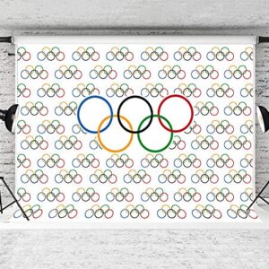 7x5ft Olympic Sport Backdrop Olympic Rings International Banner Photography Backdrops Countries for Classroom Garden Grand Opening Sports Clubs Party Events Decorations Photo Background Vinyl